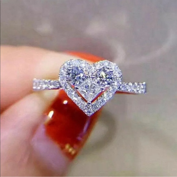 💍925 silver heart white sapphire love ring 💍 - Picture 4 of 6